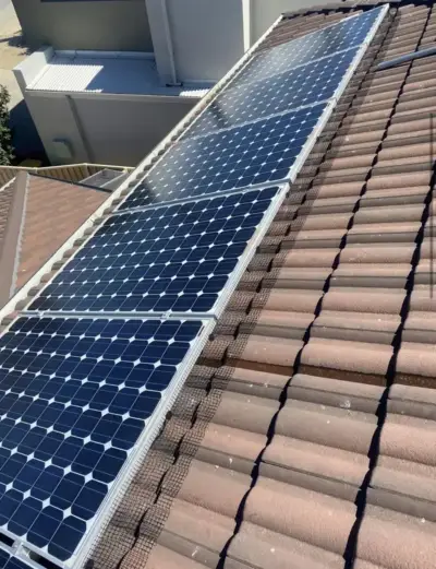 Finished solar panel bird mesh installation